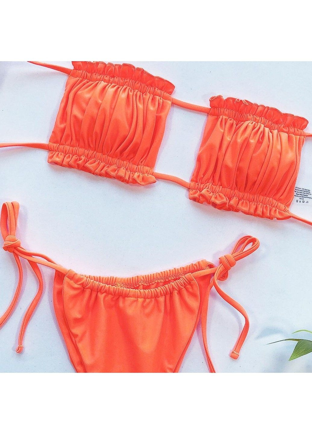 Оранжевый купальник раздельный шторки с завязками оранжевый No Brand