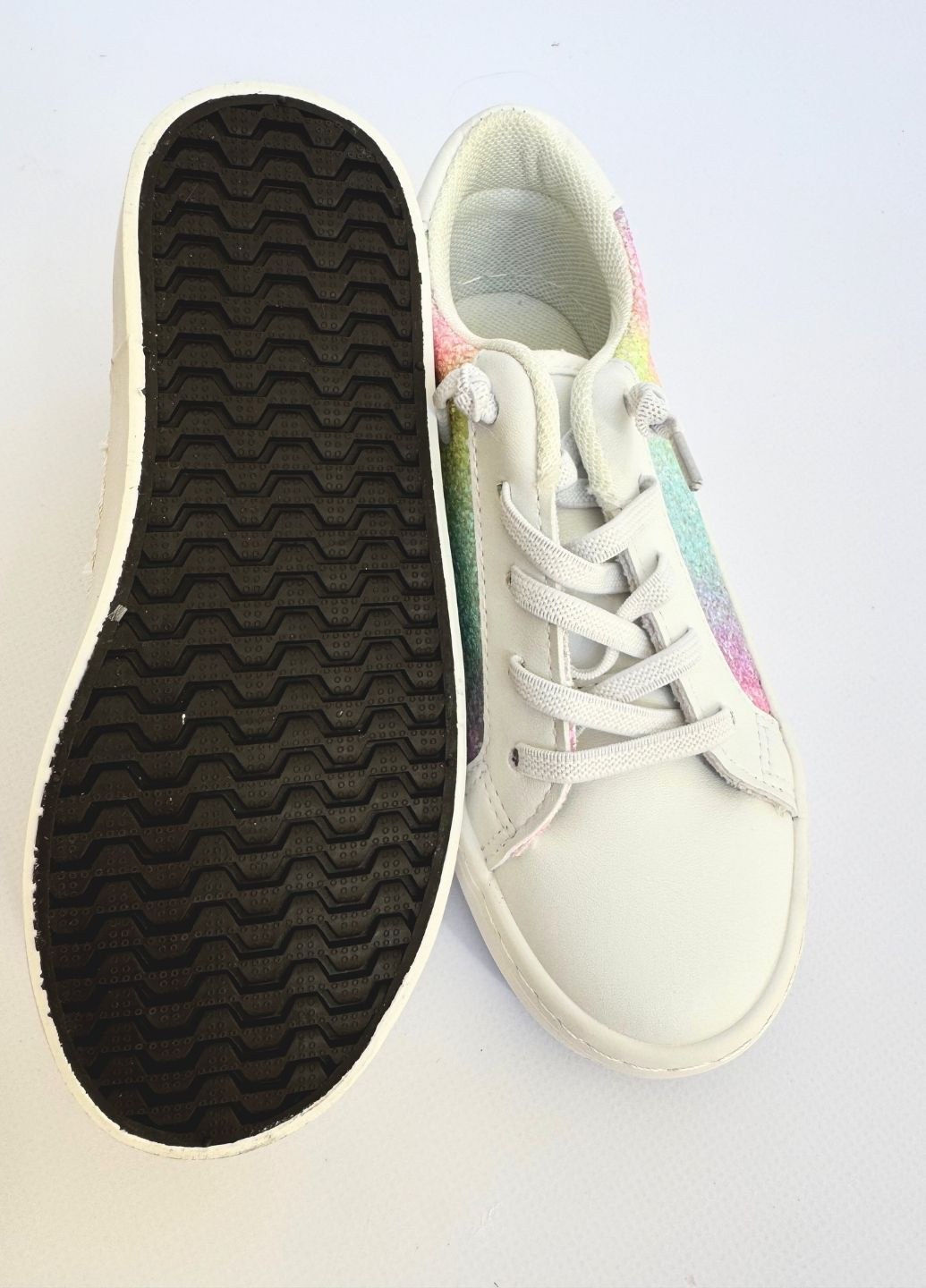 Белые кеды с блестками золотистые No Brand