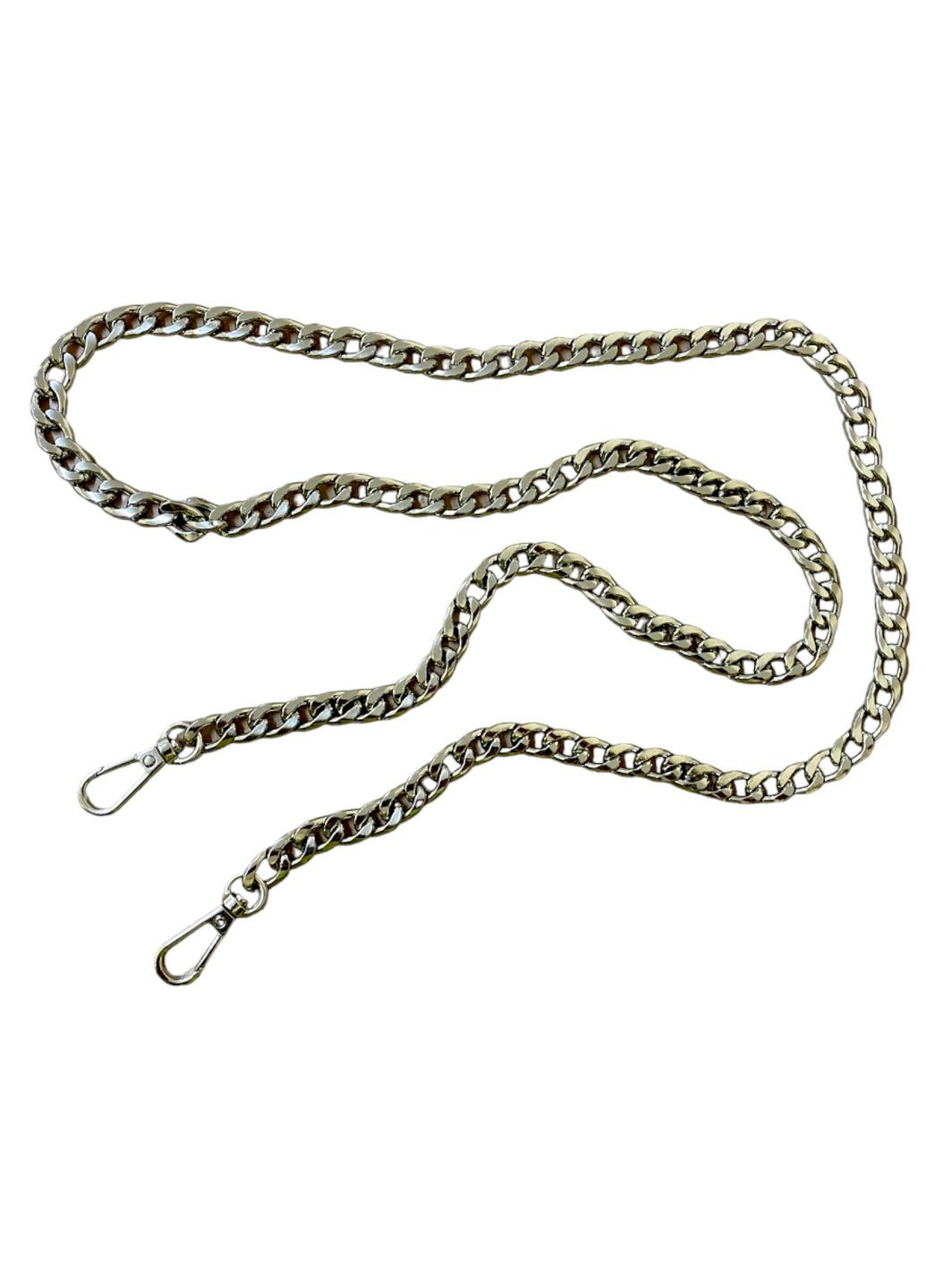 Ланцюжок-ручка для сумки 120 см 10 мм колір срібло метал з карабінами 185г No Brand 4674 (329882438)