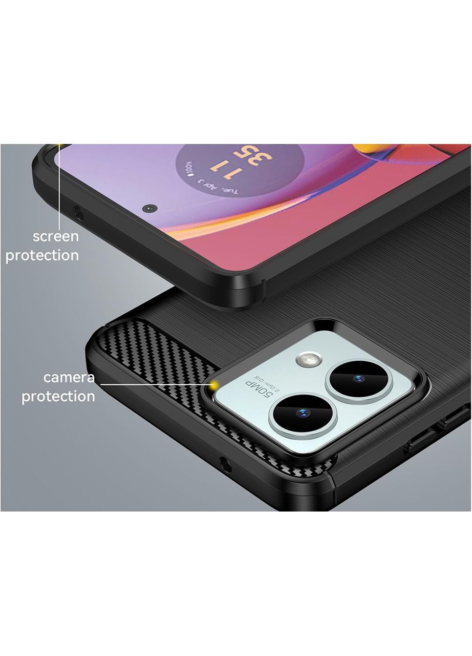 Чохол Carbon Fiber для Motorola Moto G84 Black Lenuo (366017482)
