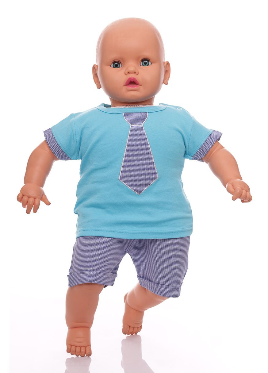 Блакитний літній футболка з шортами для хлопчика трикотажна краватка блакитна 68 см (31789) BABYKROHA