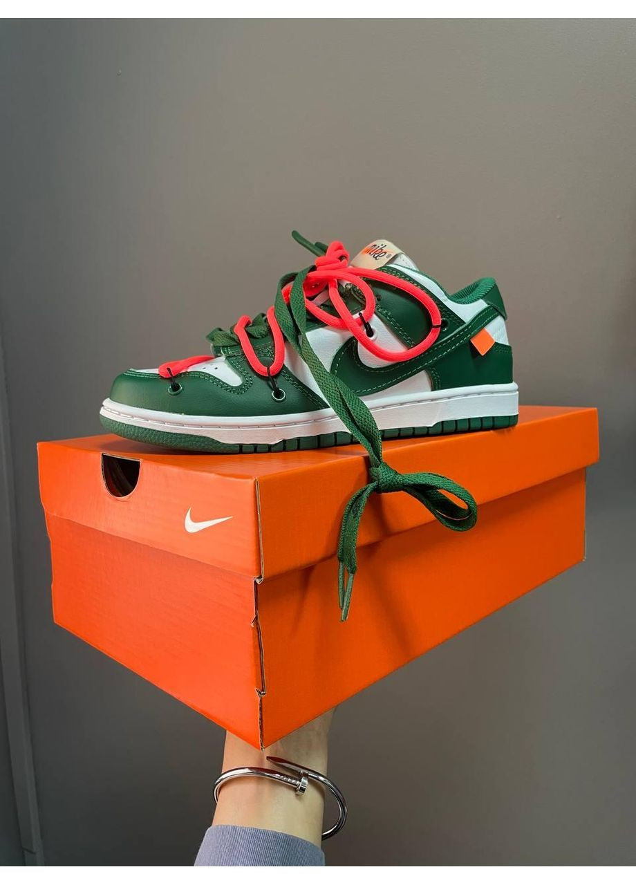 Розовые демисезонные кроссовки мужские nike sb dunk x off white pine green найк сб данк No Brand