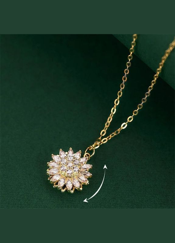 Цепочка с кулоном медицинское золото кулончик с белыми камнями в форме цветка Вращающийся Liresmina Jewelry (285781007)