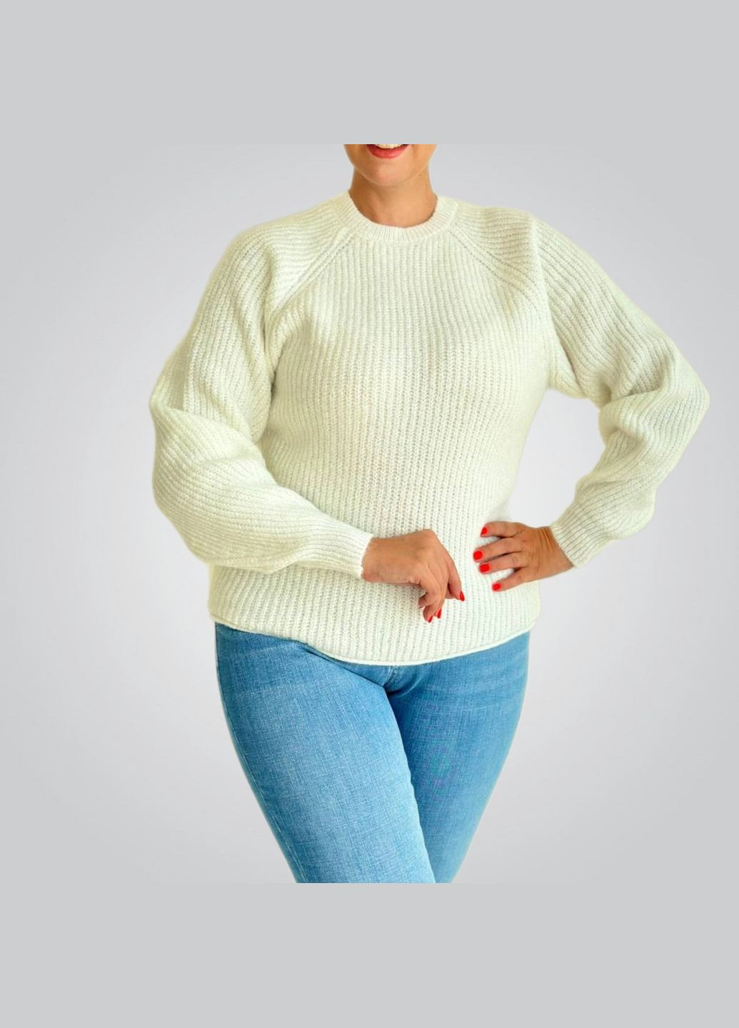 Білий зимовий жіночий светр пуловер No Brand 4551w