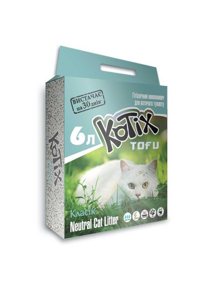 Соевый наполнитель TOFU Classic 6 л/2,6 кг Котикс Классик KOTIX (278309276)