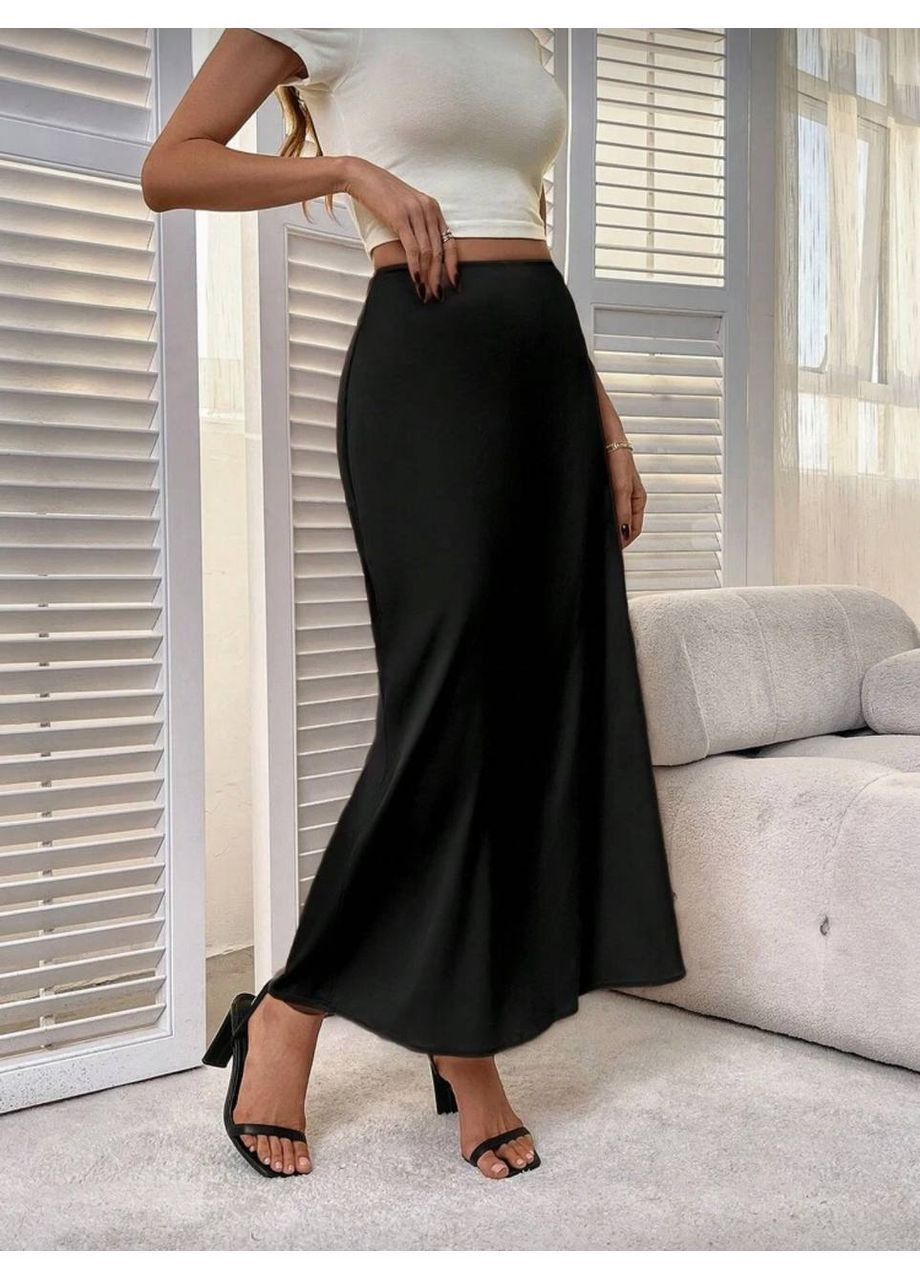 Черная коктейльный, повседневная, вечерний, офисная, кэжуал женская шелковая юбка FINO Mode