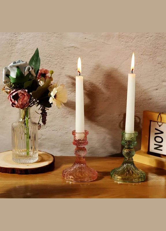 Підсвічник скляний Leeseph зелений Malva (311224078)