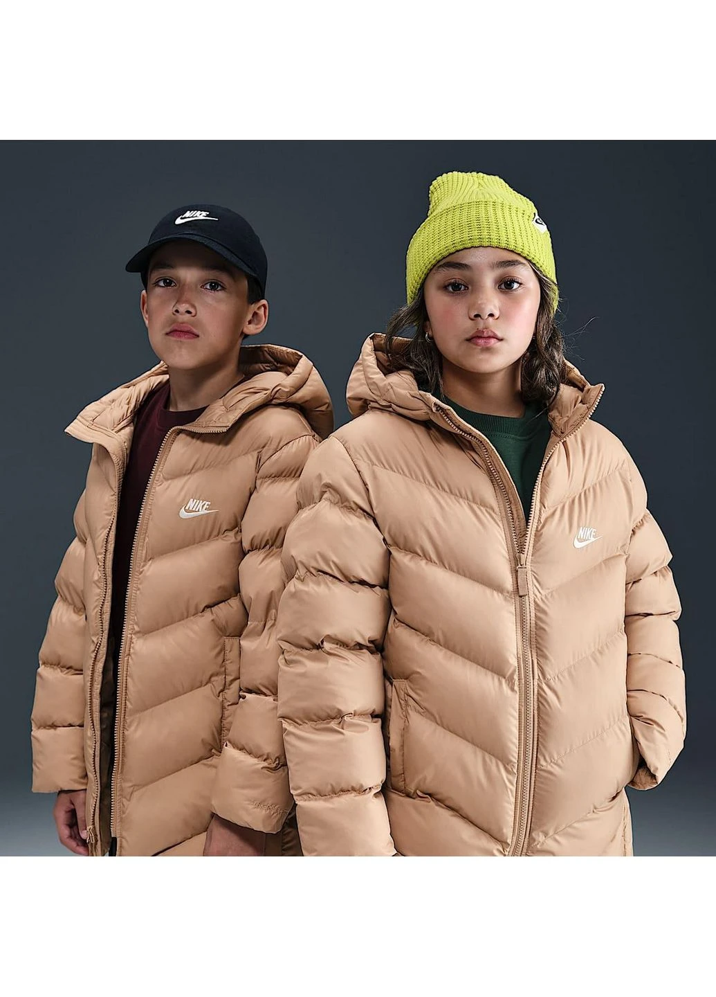 Бежева демісезонна куртка k nsw tf adp puffer mid thigh beige hj2722-200 Nike