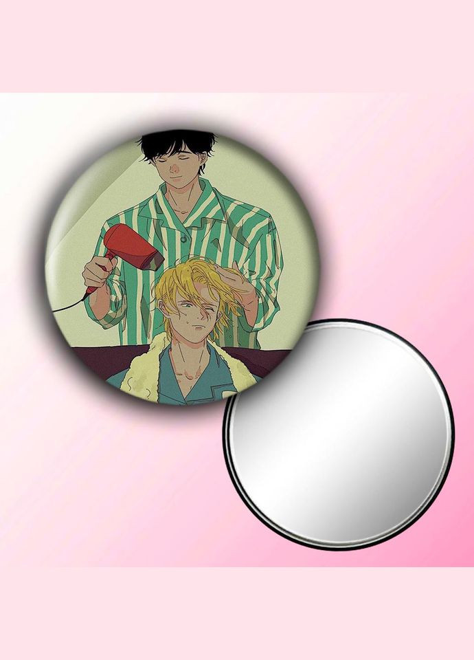 Зеркальце косметическое карманное Аниме Бананова Рыба #0014 с рисунком круглый 56 мм No Brand (309151946)