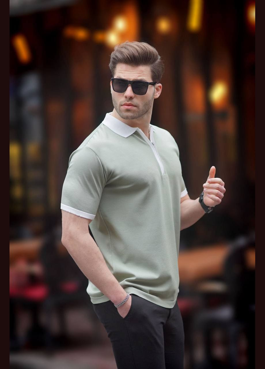Бежевая шикарная однотонная турецкая футболка поло с застёжкой, бежевая футболка на каждый день No Brand 6880