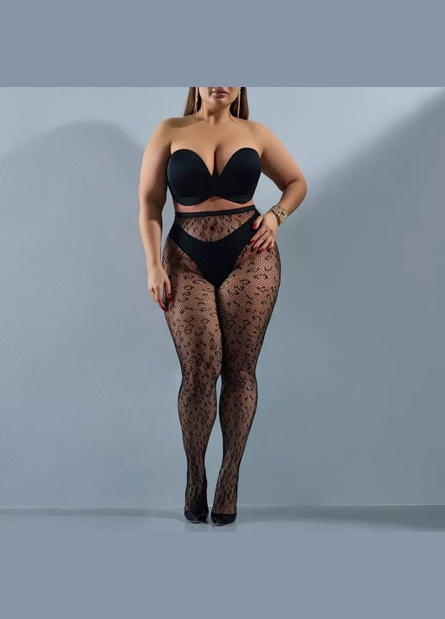 Колготки леопард в сіточку безшовні чорні 80639 XS-XXXXL No Brand (341828322)