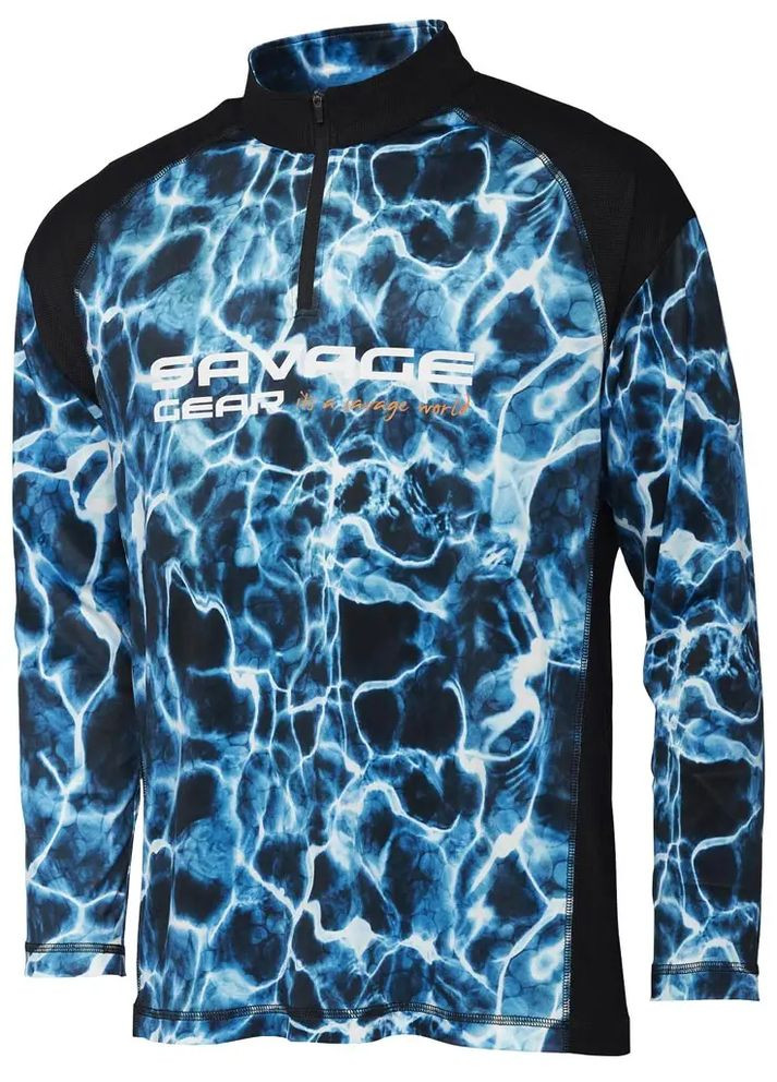 Комбинированная реглан marine uv ong sleeve tee sea blue Savage Gear