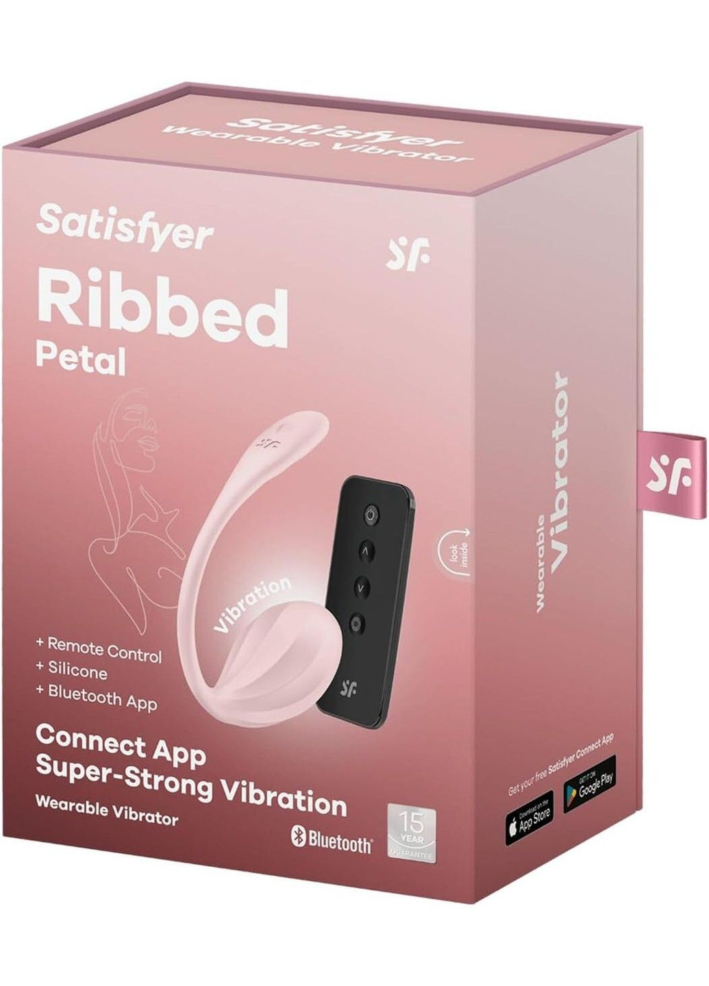 Смарт-віброяйце Ribbed Petal Connect App Rose, керування зі смартфона, пульт ДК Satisfyer (334000817)