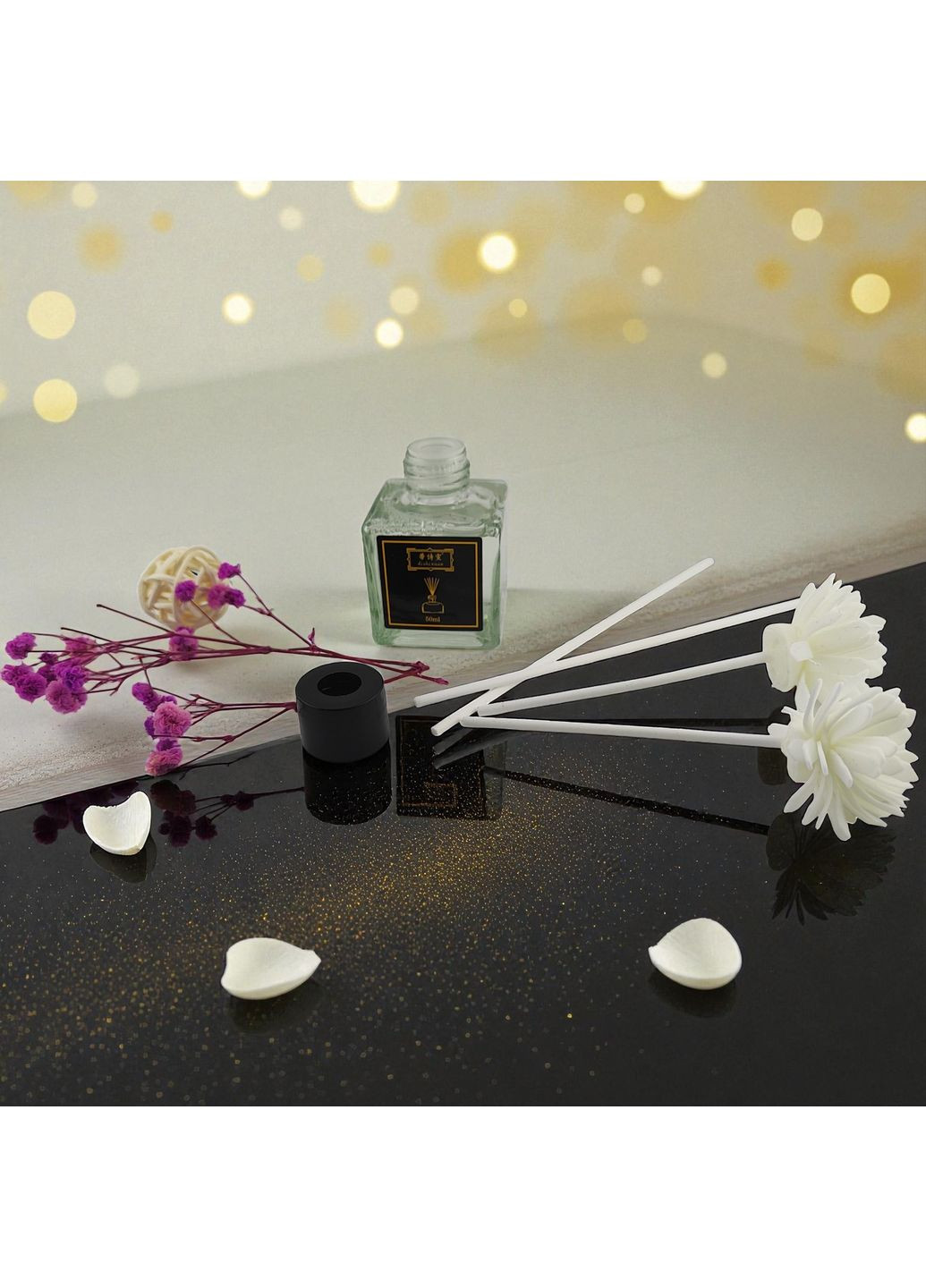 Аромадифузор Encounter парфум для дому з ротанговою кулькою та квіткою натуральний аромат Прозорий 160_1_0_1C No Brand (369489535)