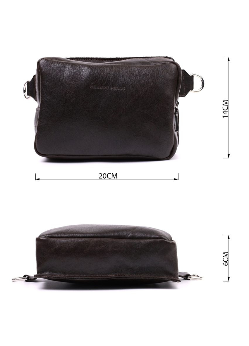 Сумка мужская кожаная через плечо бананка на пояс 22575 Коричневый Grande Pelle (306882233)