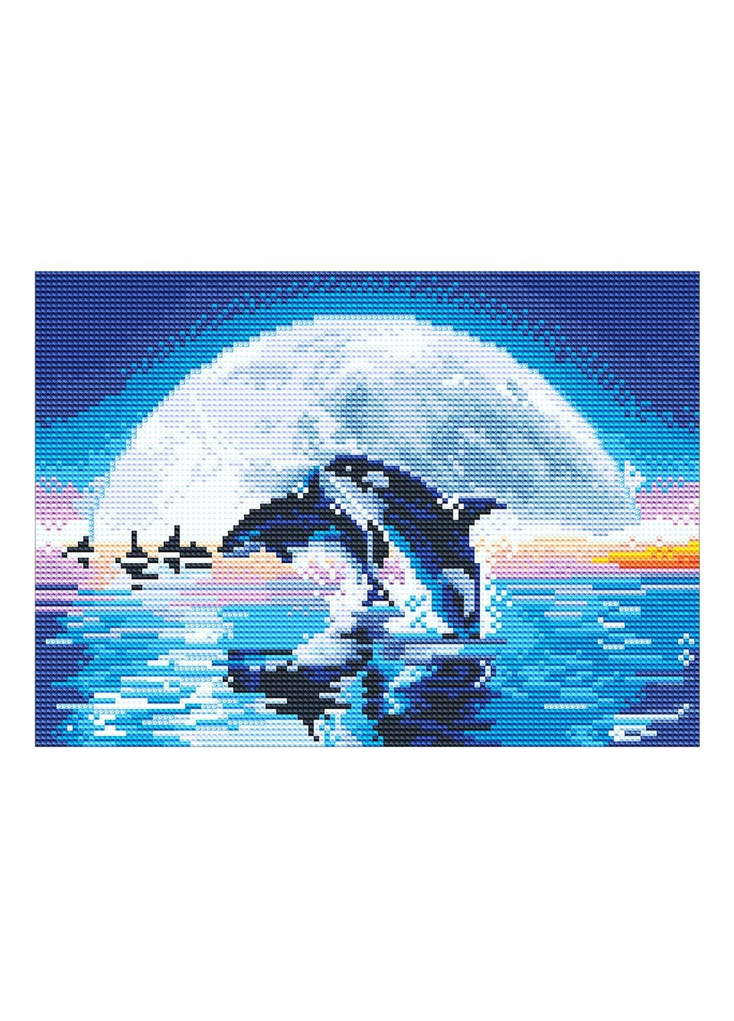 Алмазная вышивка светящаяся ночью Дельфины море алмазная мозаика по номерам No Brand 5952 (282959775)