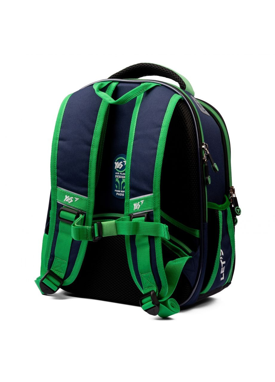 Шкільний рюкзак, каркасний, два відділення, дві бічні кишені, розмір: 35*28*15см, синій Football Yes (266911845)
