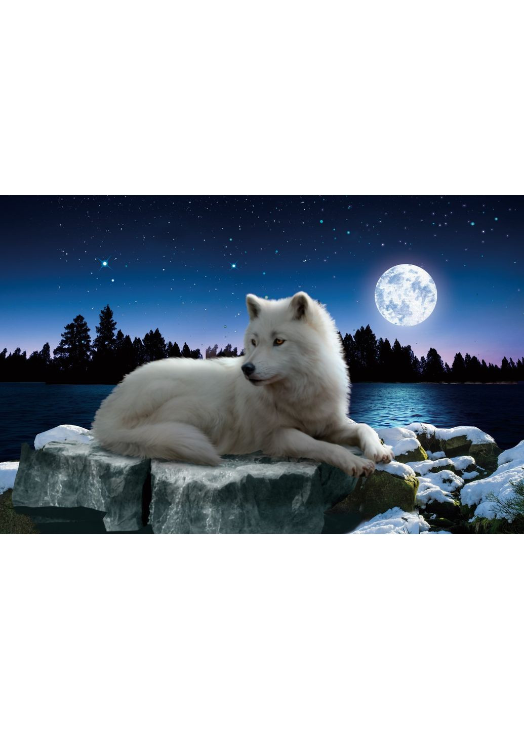 Наклейка на заднее стекло 3D TUNING STUDIO Волк белый ночь 1480х700х0.180мм No Brand (370271536)