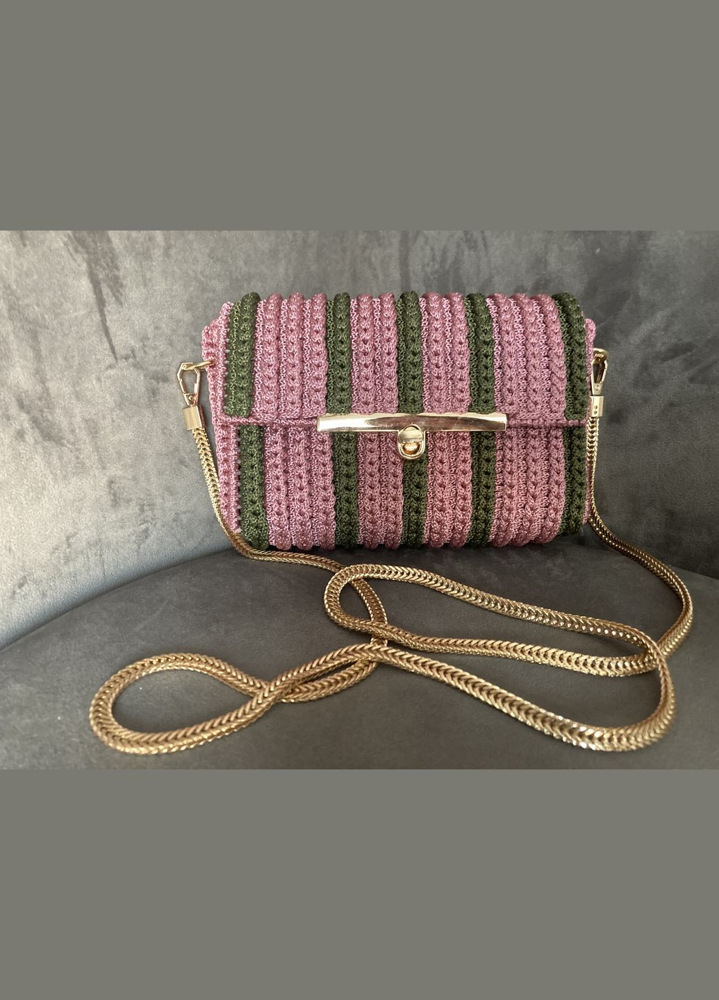Вʼязана сумочка "Смуги" ручна робота No Brand (331162985)