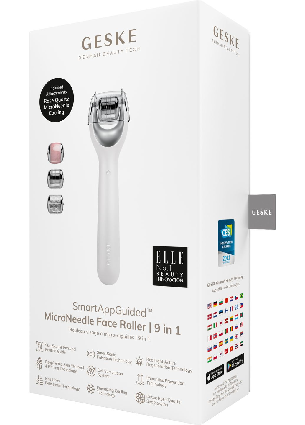 Електронний ролер для обличчя з мікроголками MicroNeedle Face Roller 9в1 white GESKE (341526285)