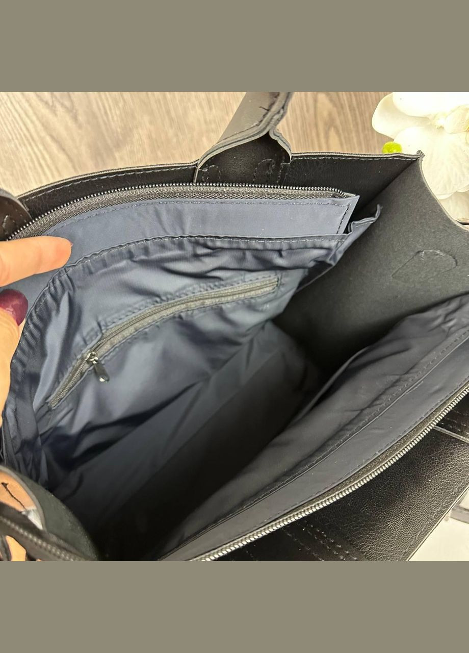 Большая женская сумка через плечо, городская сумка, экокожа, мягкая, черная (sku_1095Т) No Brand (330576263)