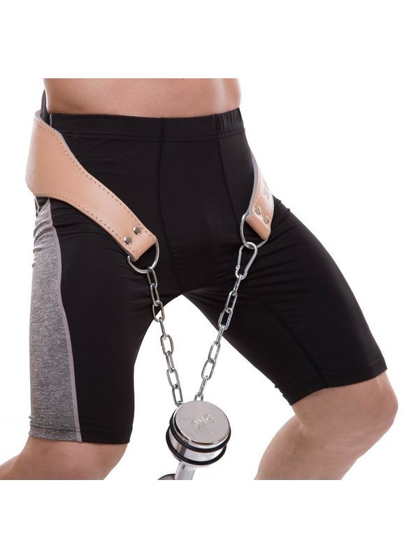 Пояс для обтяжень шкіряний (шкіра, ширина-7in (18см), з ланцюгом, бежевий) (SB-165130) Zelart (361433866)