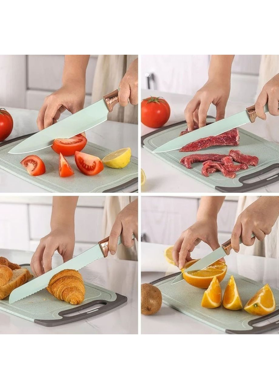 Набор кухонных принадлежностей 19 в 1 универсальный настольный 19 предметов разделочная доска, ножи, ножницы, лопатки, венчики Home (361161944)