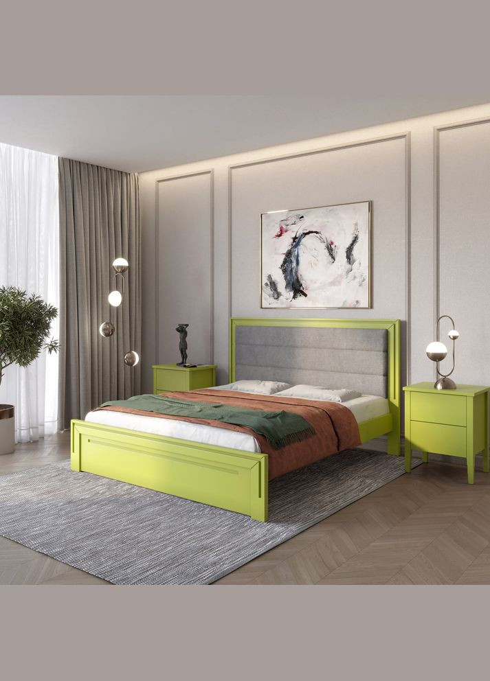 Односпальне дерев'яне ліжко Торонто Т5 (S3050G70Y)/Аляска 93 (сірий) 90х200 см (MBG-9170) Mebigrand (366085870)