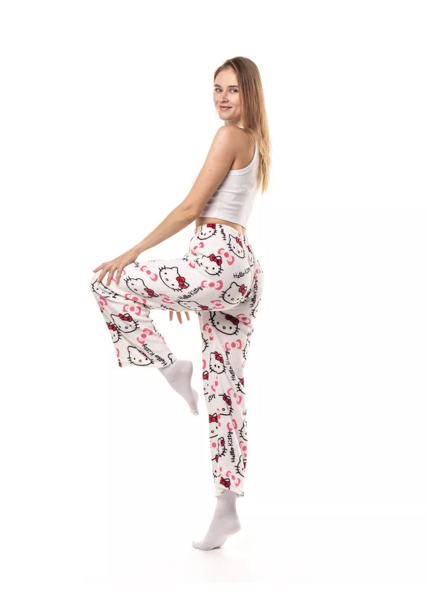 Белая зимняя пижамные брюки женские размер 2xl (10293) Hello Kitty
