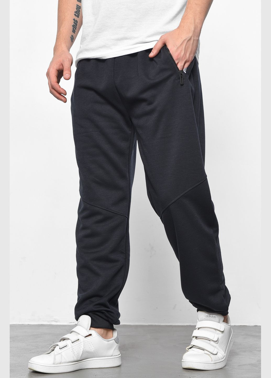 Темно-синие спортивные демисезонные зауженные брюки Let's Shop