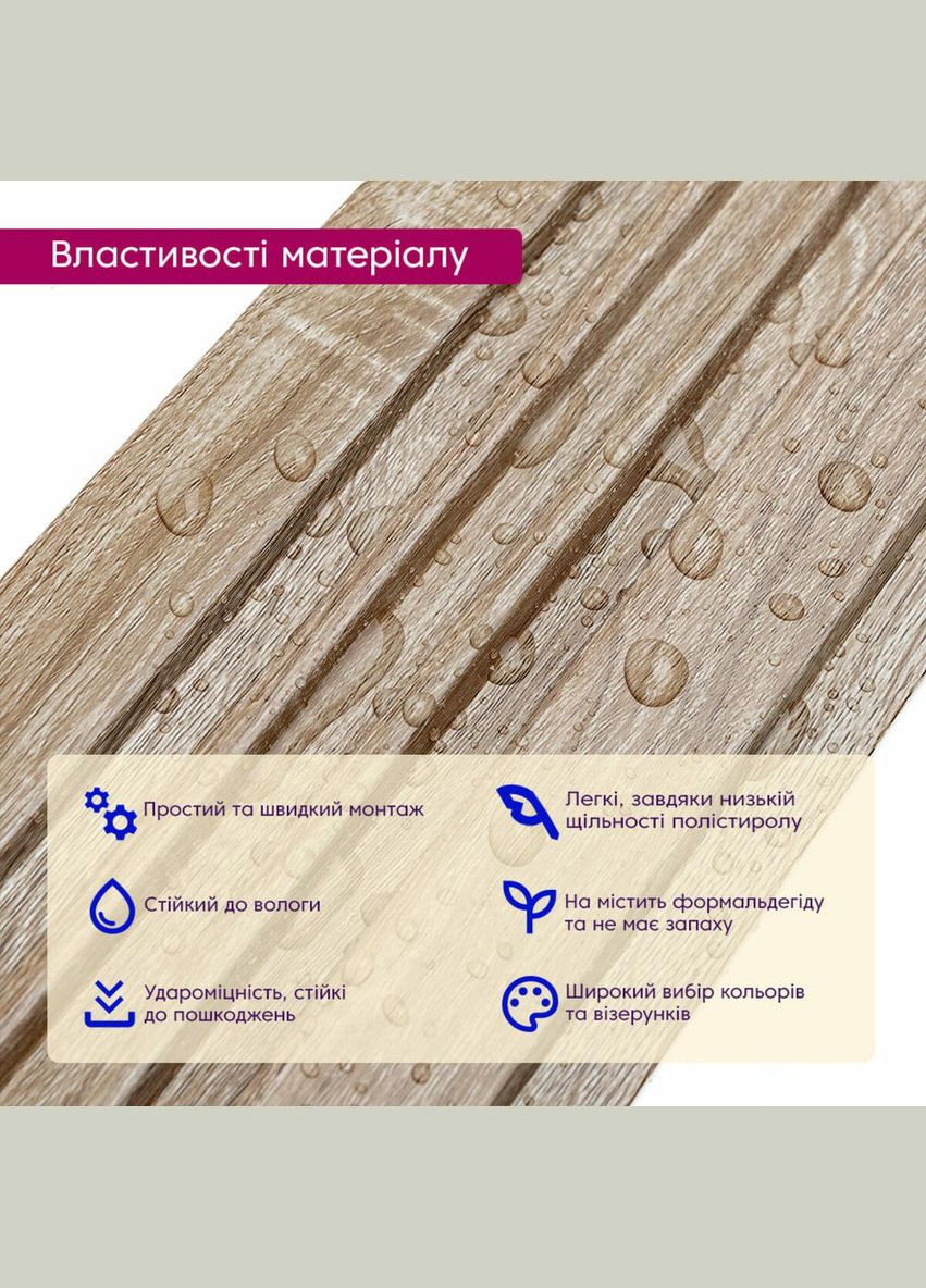 Декоративная PS рейка 2900*120*12мм D (3DPanda-2136) Sticker Wall (323155561)