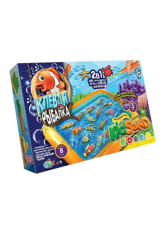 Набор креативного творчества "Кинетический песок: Клевая рыбалка" KIDSAND KRKS-01-01U 2в1 Danko Toys (305232390)