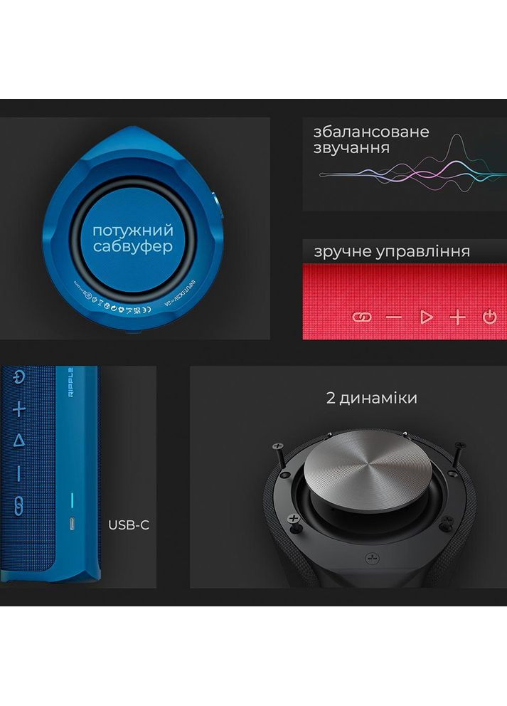 Портативная акустика Ripple 30W Black (ripple.black.) HiFuture (323125190)