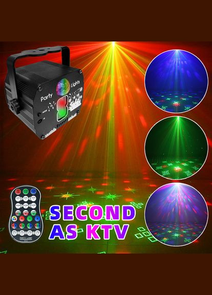 QR-425 LED RGB+Laser RG, з акумулятором 4000 мАг, cвітломузика з пультом, лазерний диско проектор 360° Energolux (315832182)