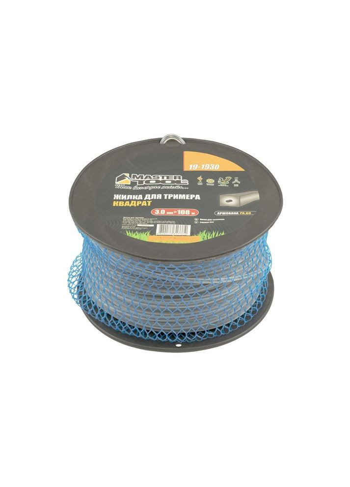Леска для триммера КВАДРАТ АРМИРОВАННЫЙ 3,00 мм, 108 м, катушка (19-1930) Mastertool (340911536)