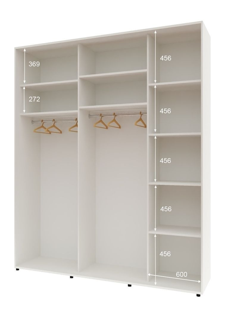 Шкаф-купе трехдверный Комфорт Мебель 180*60*240 см Белый ДСП + Зеркало + ДСП Стандарт Комфорт Меблі (360438568)