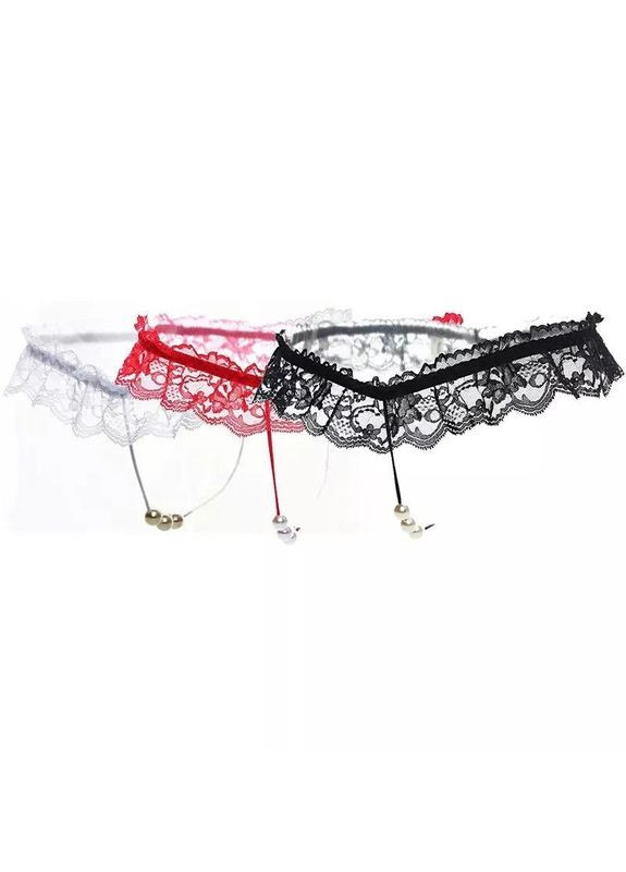 Ажурні трусики з перлами, мереживні трусики стрінги з перлинами No Brand (366871055)