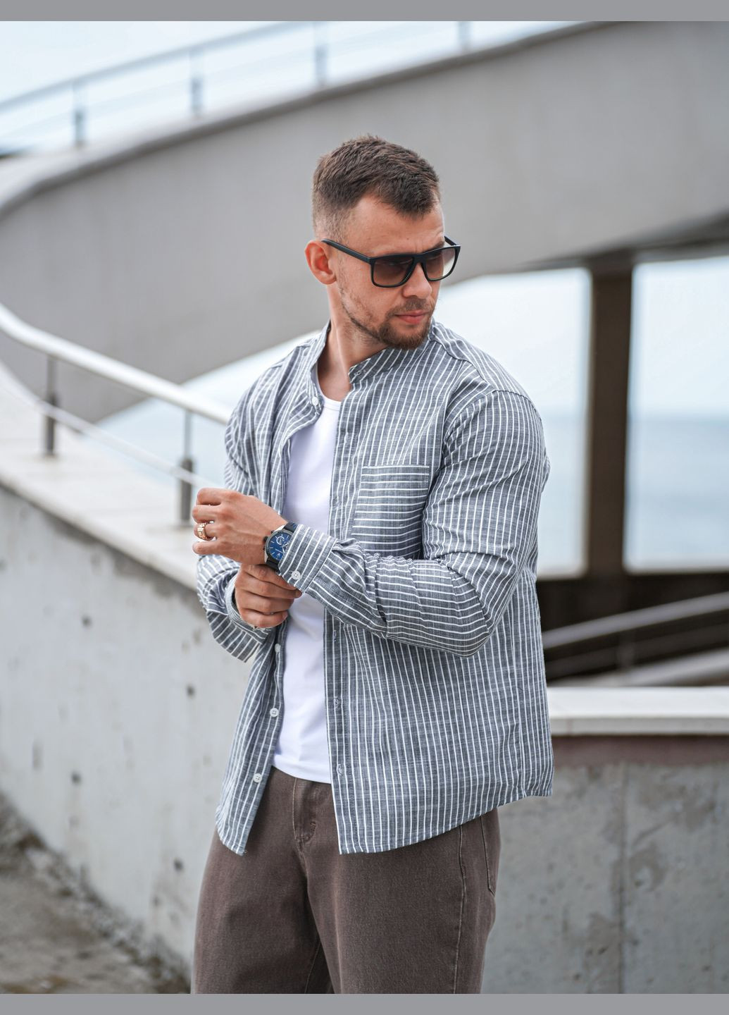 Серая кэжуал рубашка Teamv