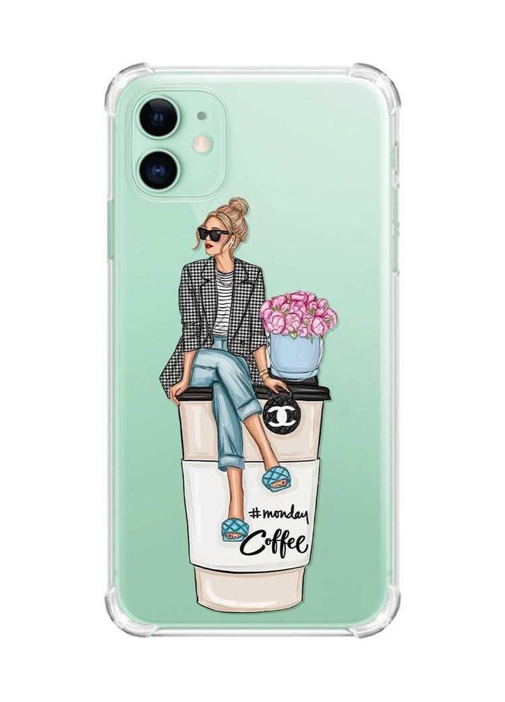 Чохол з потовщеними кутами на Apple iPhone 11 (6.1):: Дівчина на каві (принт 228) Creative (360703184)