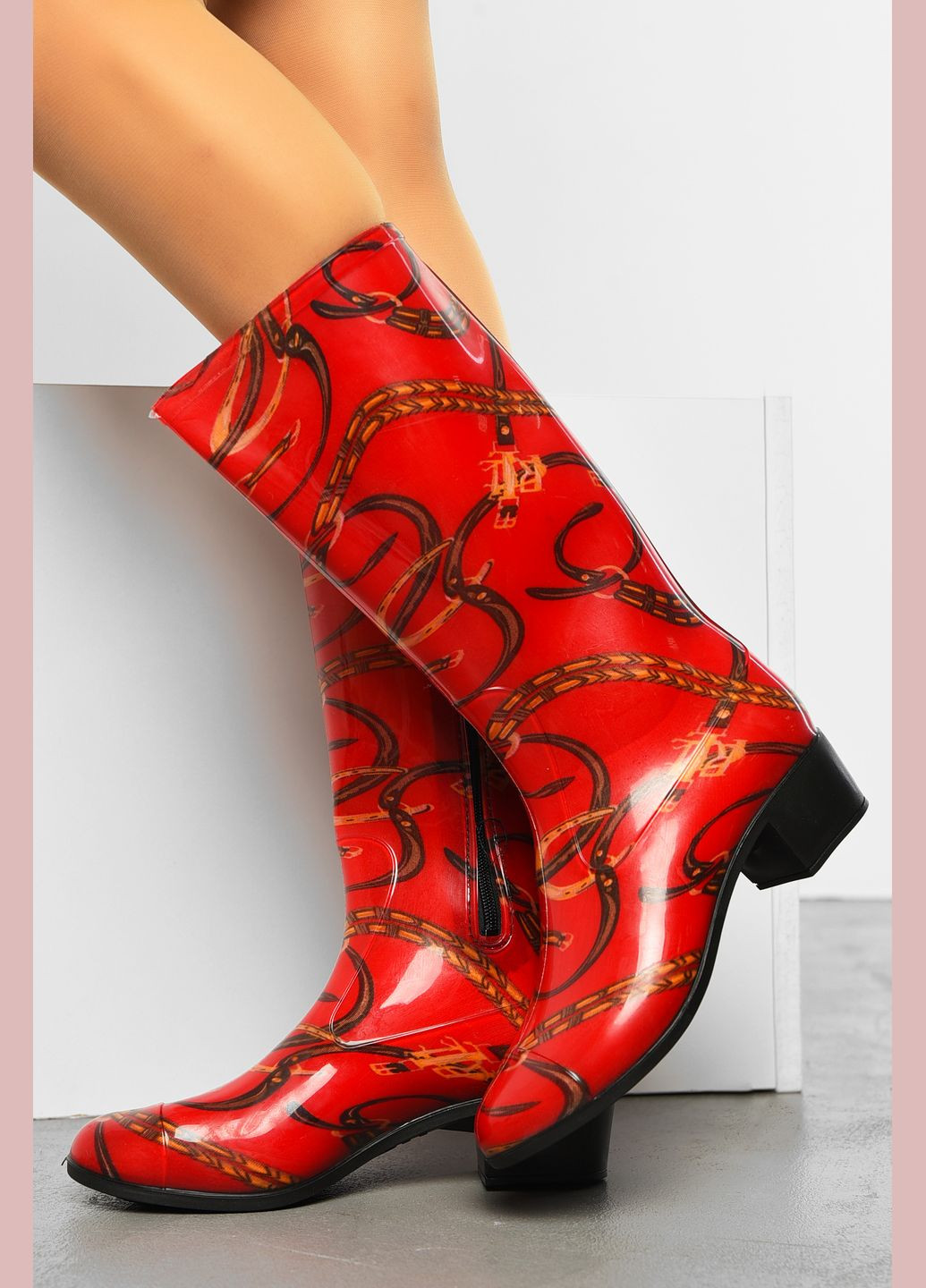 Чоботи гумові високі жіночі червоні Let's Shop (315913360)