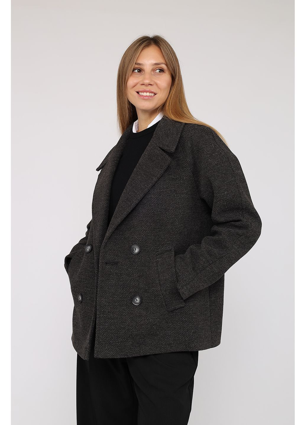 Сіре демісезонне Пальто жіноче колір сірий ЦБ-00278523 Yuki