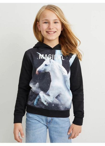 Дитяче тепле худі для дівчинки чорне 158/164см(13-14р) C&A (369891989)