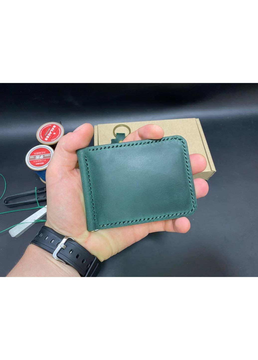 Затиск Для Грошей із Натуральної Шкіри Набір + Брелок Колір Шкіряний Гаманець No Brand (358203446)