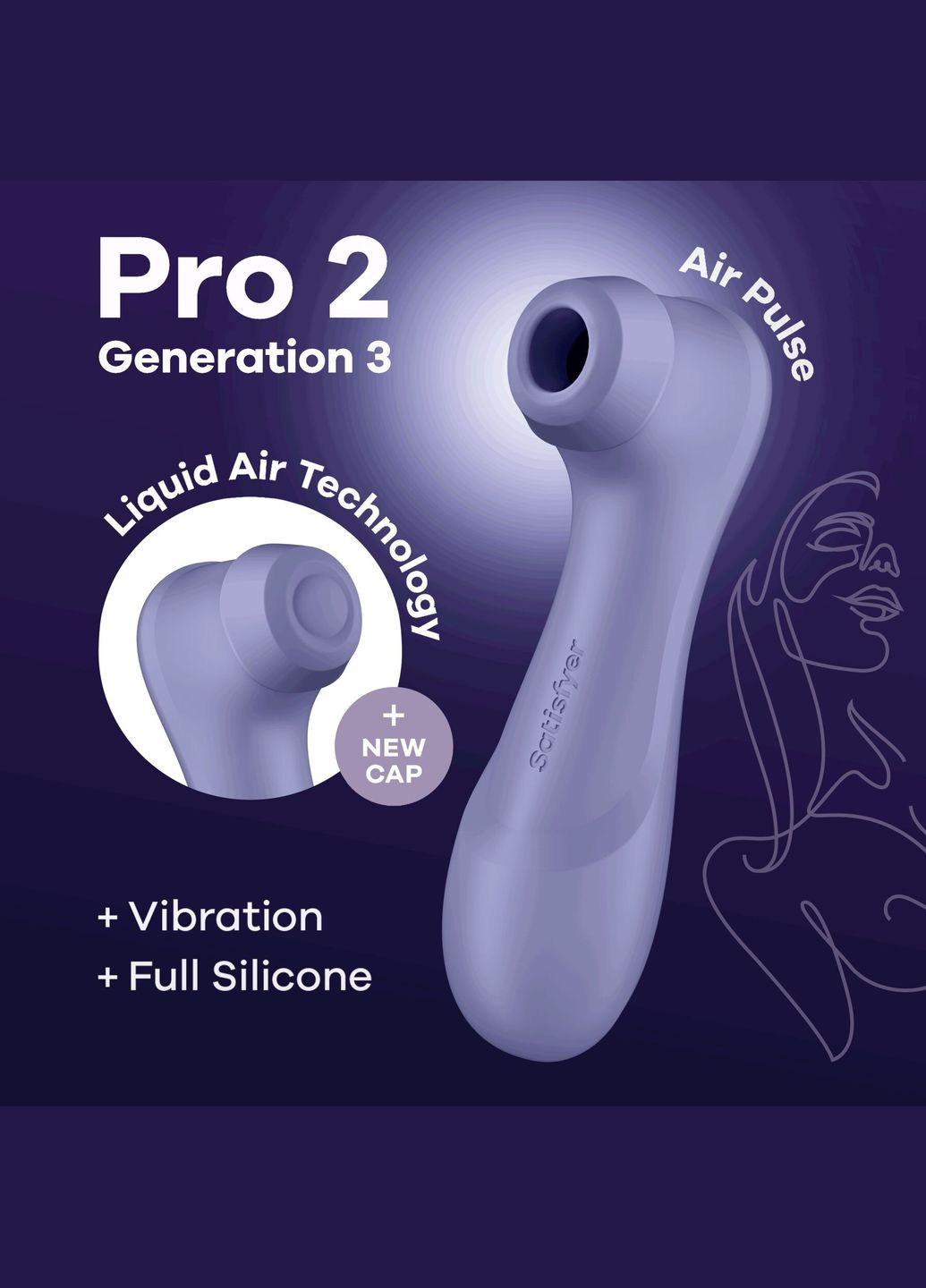 Вакуумный клиторальный стимулятор Pro 2 Generation 3 with Liquid Air Lilac Satisfyer (335389365)