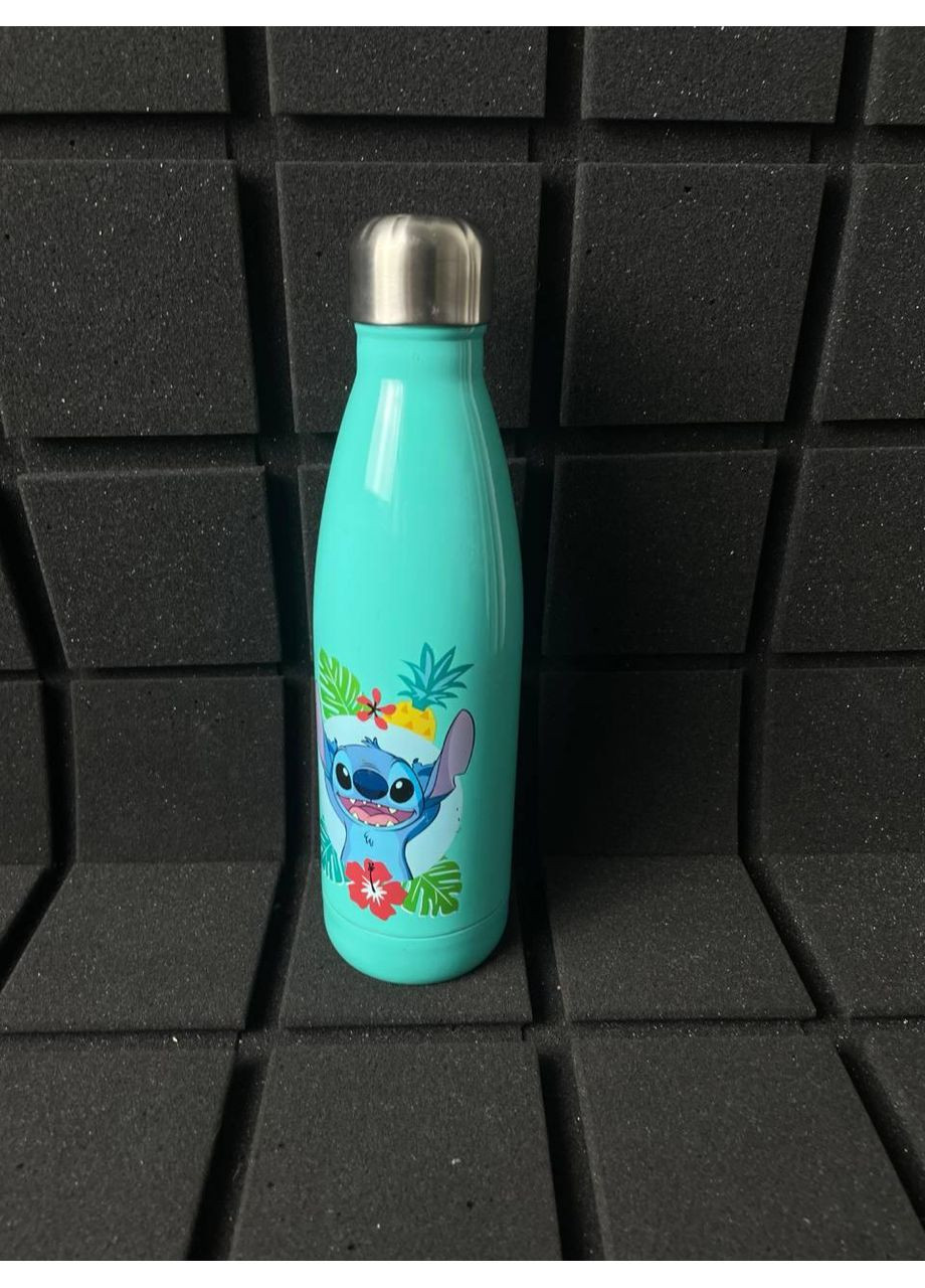 Пляшка для води Stitch 460 мл, металева, герметична, для гарячих і холодних напоїв, офіційна ліцензія Disney, бірюзовий Paladone (372154169)