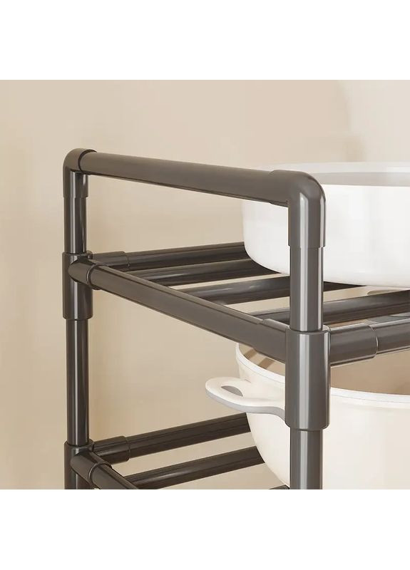 Полиця-стелаж підлогова на коліщатках для кухні 138×42×32 см Light Shelf LS-7801 Black No Brand (356740064)