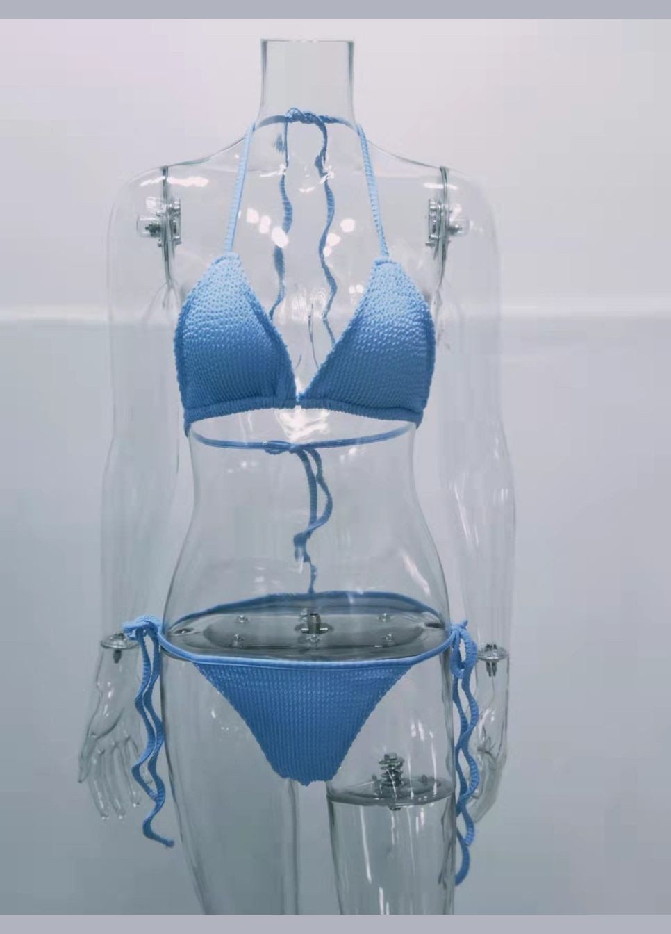 Блакитний літній роздільний купальник із жниварки на зав'язках (куп-ваф-блак) Vakko