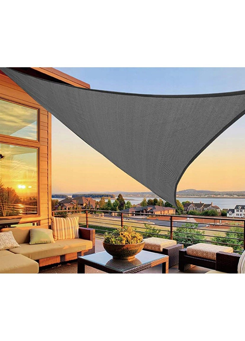 Тент навіс затінюючий трикутний 4х4х4м Оксфорд (Сірий) No Brand (332636473)