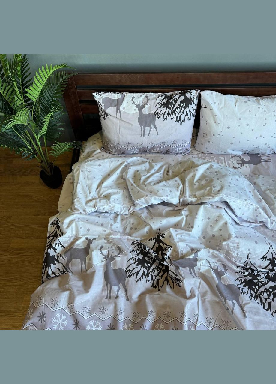 Новогоднее постельное белье хлопковое Двуспальный 180х215 наволочка 70х70 2шт (П4К-post-ng-003-02) No Brand (316231089)