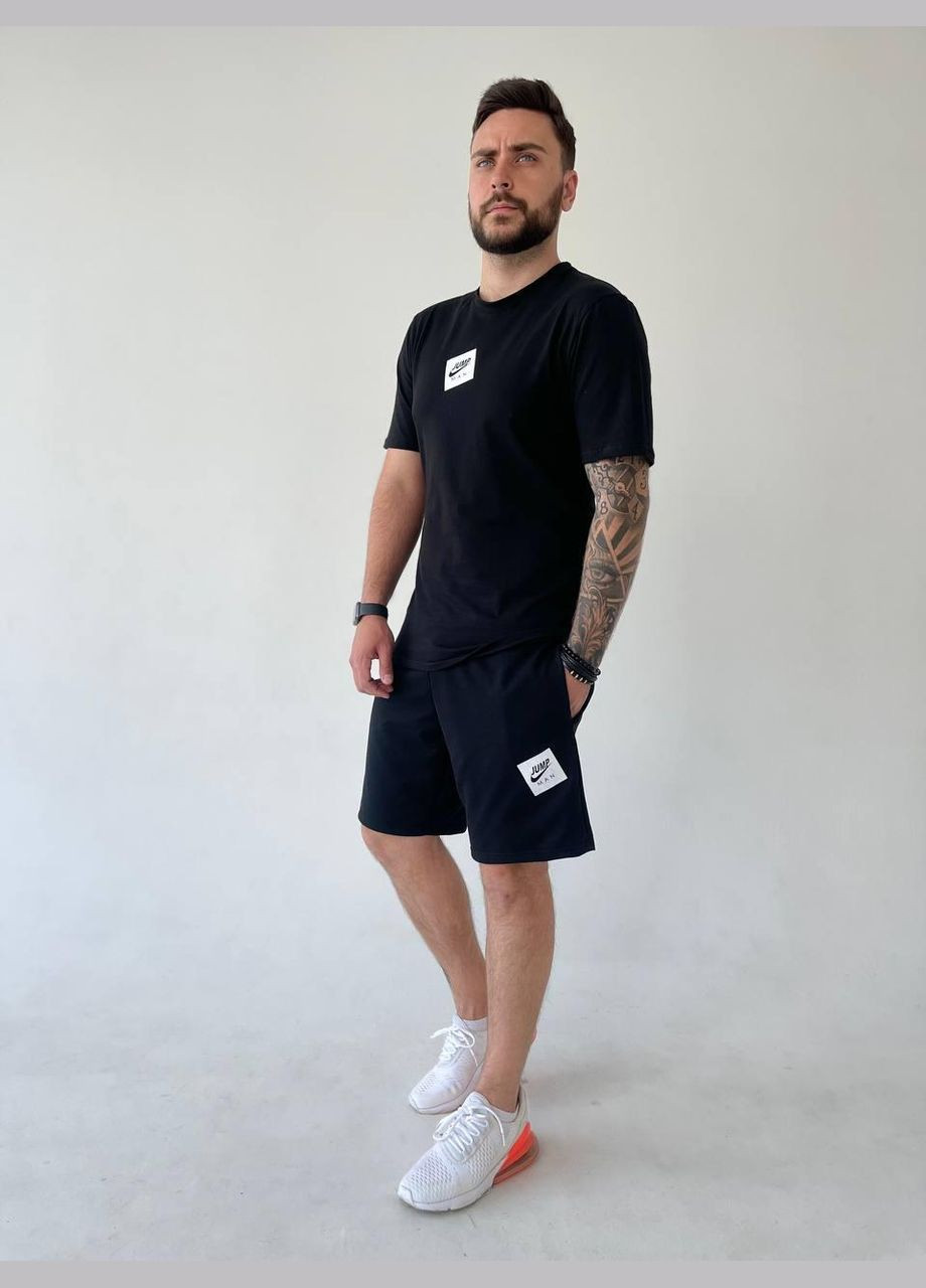 Чорна 2 в 1 футболка + шорти тканина стрейч високої якості No Brand